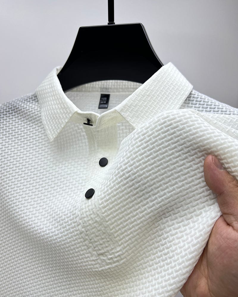 Anton Poloshirt in Weiss, Detailansicht der Struktur