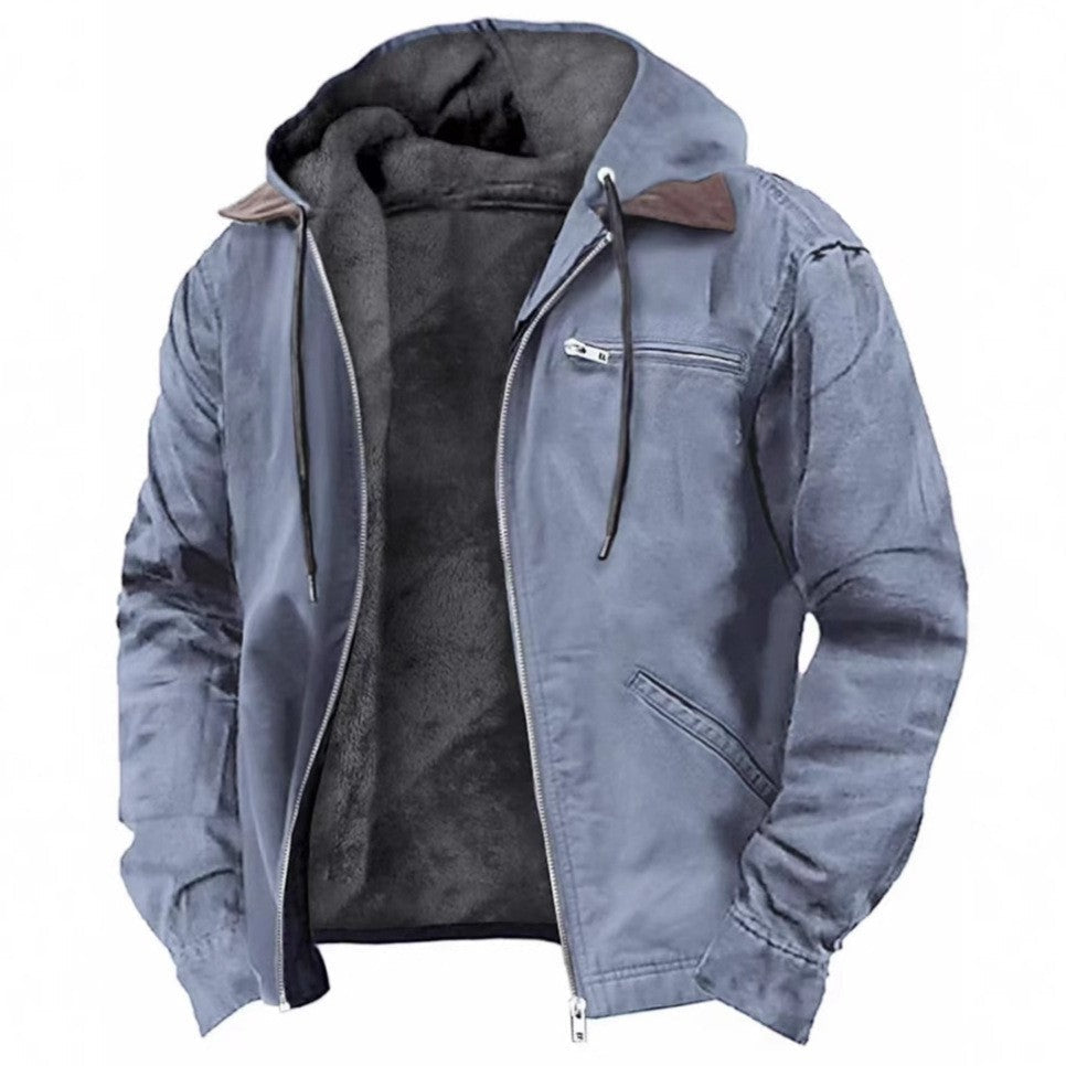 Markus – Kapuzenjacke in Hellblau mit Fleecefutter