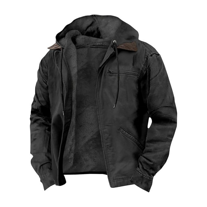 Markus – Kapuzenjacke in Schwarz mit Fleecefutter