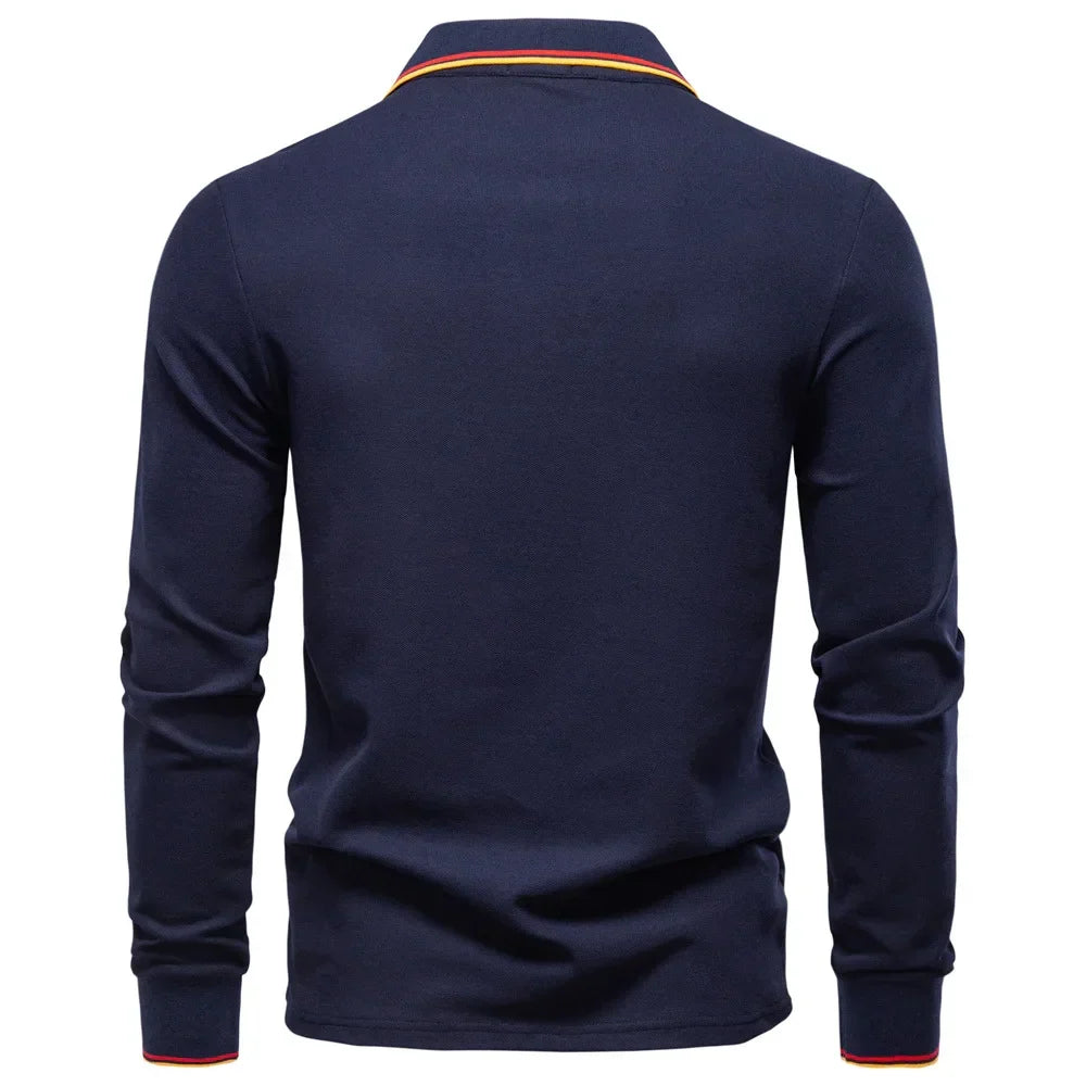 Hansueli – Polo-Pullover in Marineblau, Rückansicht