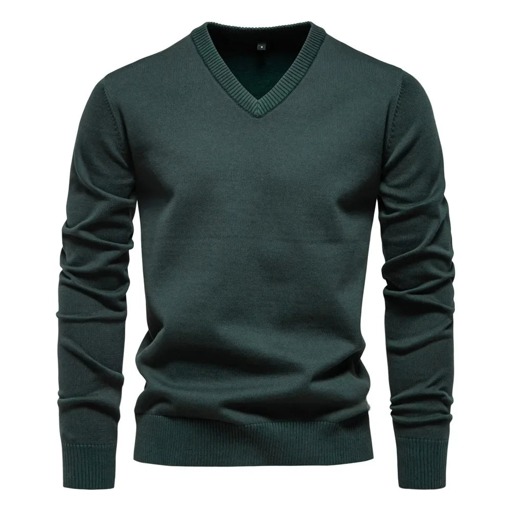 Heinz Strickpullover mit V-Ausschnitt in Grün