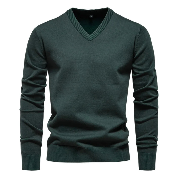 Heinz Strickpullover mit V-Ausschnitt in Grün