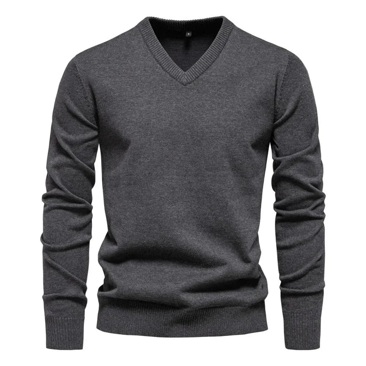 Heinz Strickpullover mit V-Ausschnitt in Dunkelgrau