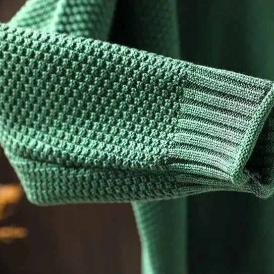Elisabeth Strickpullover in Grün, Detail des Ärmelbündchens