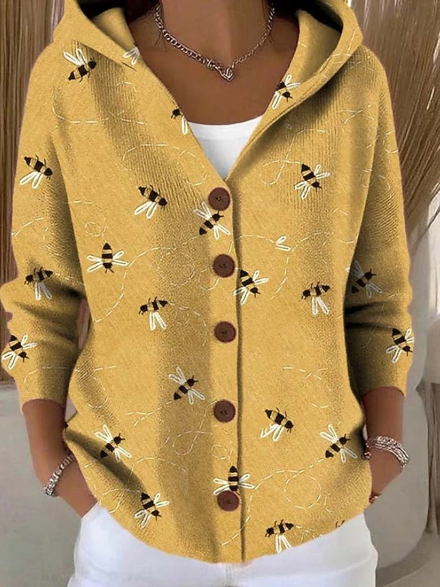 Sabine Strickjacke mit Kapuze in Gelb