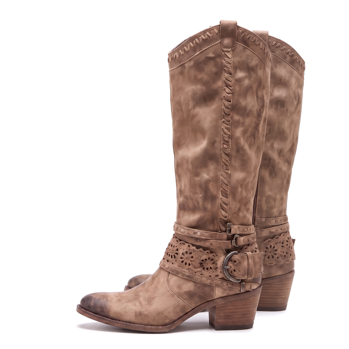 Liselotte Westernstiefel in Khaki mit Absatz