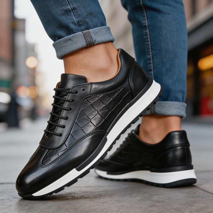 Hermann Sneakers in Klassischem Schwarz, getragen
