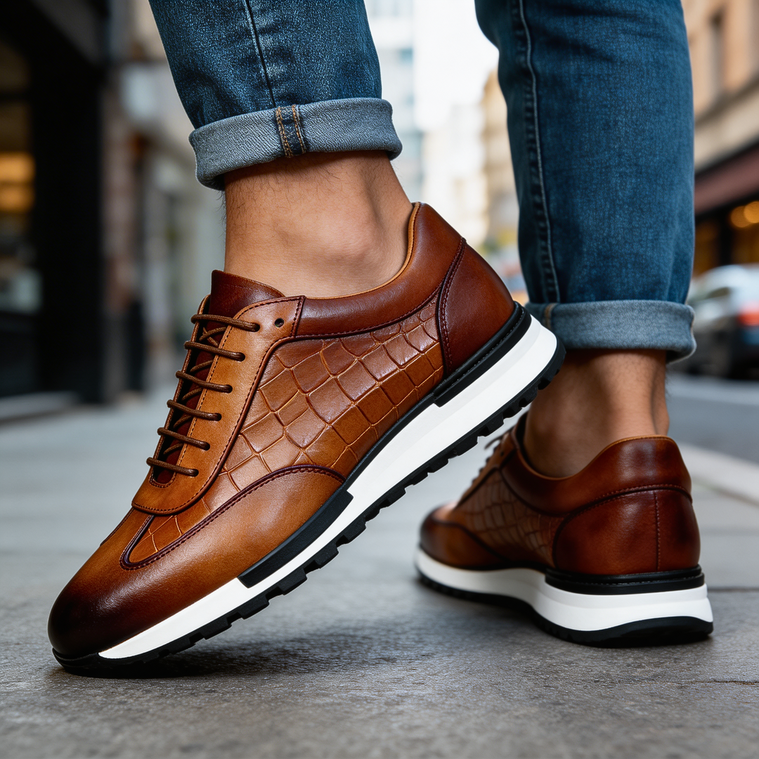 Hermann Sneakers in Reichem Braun, Seitenansicht
