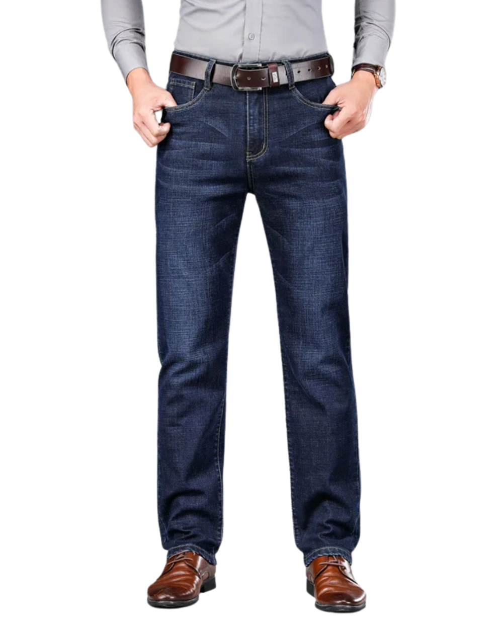 Matthias Klassische Denim-Jeans in Dunkelblau, Vorderansicht