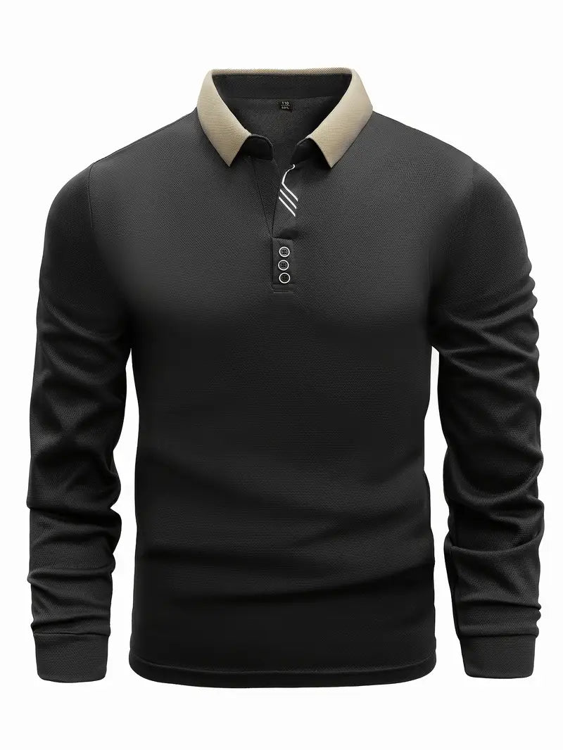 Jürg - Polo-Pullover in Schwarz