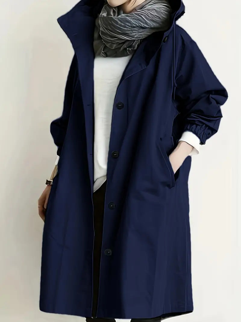 Katharina Oversized Trenchcoat in Marineblau, Vorderansicht