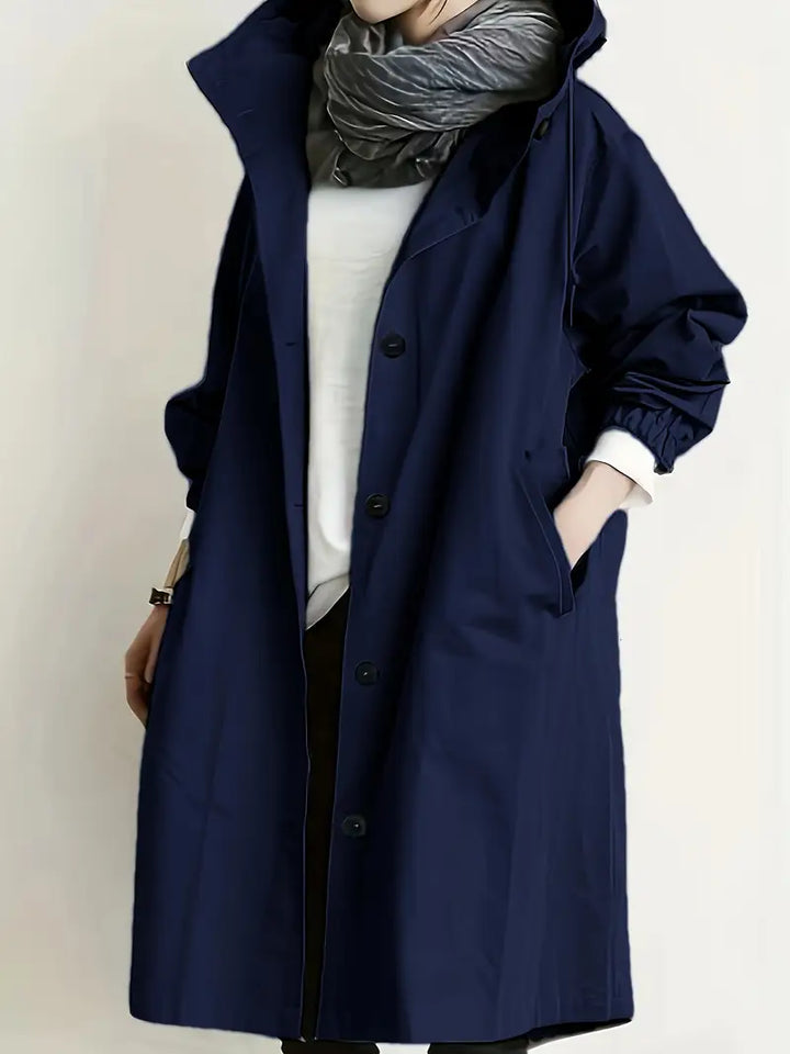 Katharina Oversized Trenchcoat in Marineblau, Vorderansicht