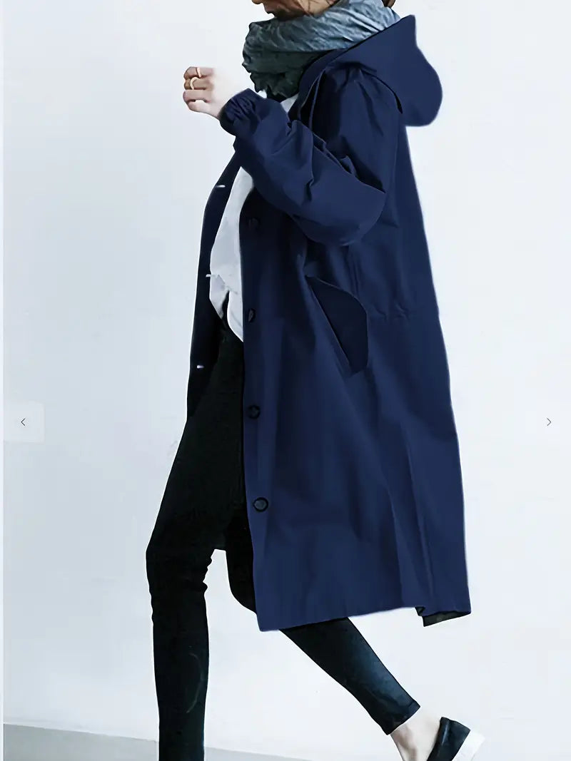 Katharina Oversized Trenchcoat in Marineblau, Seitenansicht