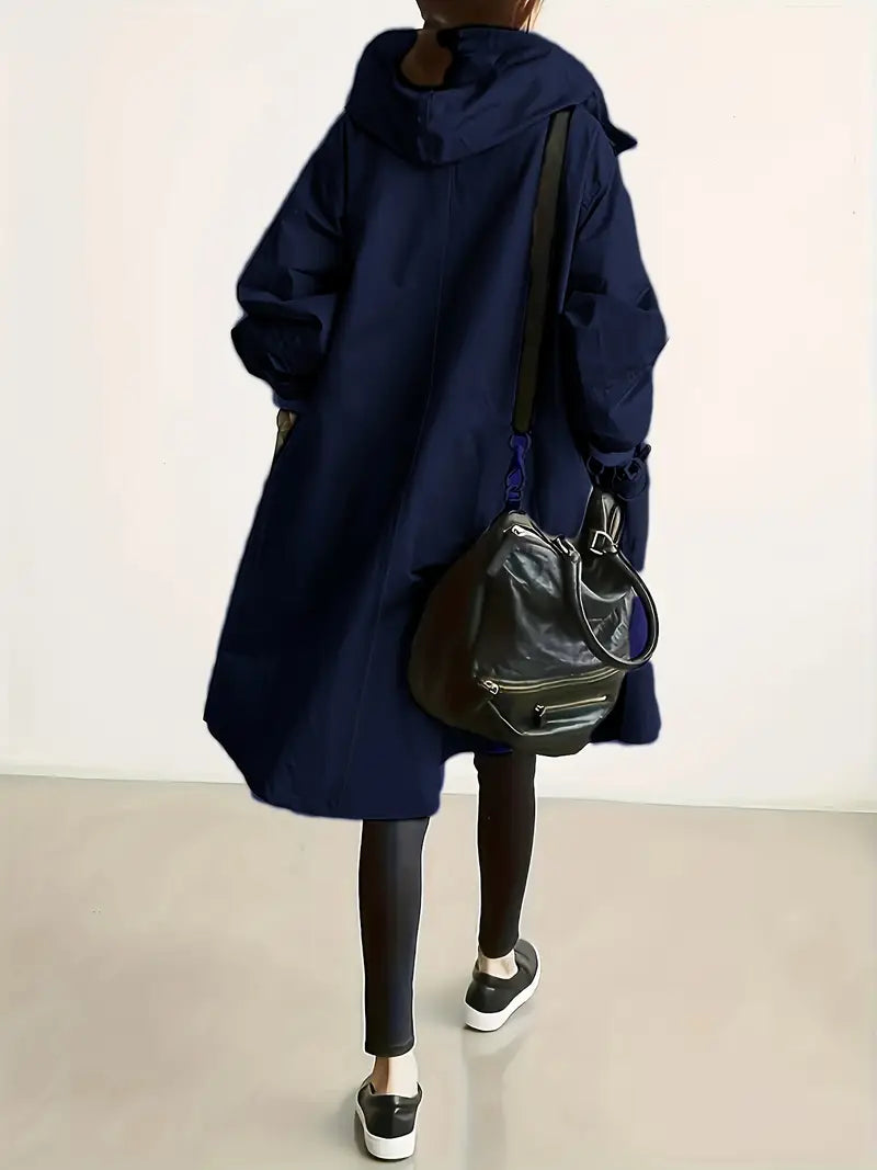 Katharina Oversized Trenchcoat in Marineblau, Rückansicht