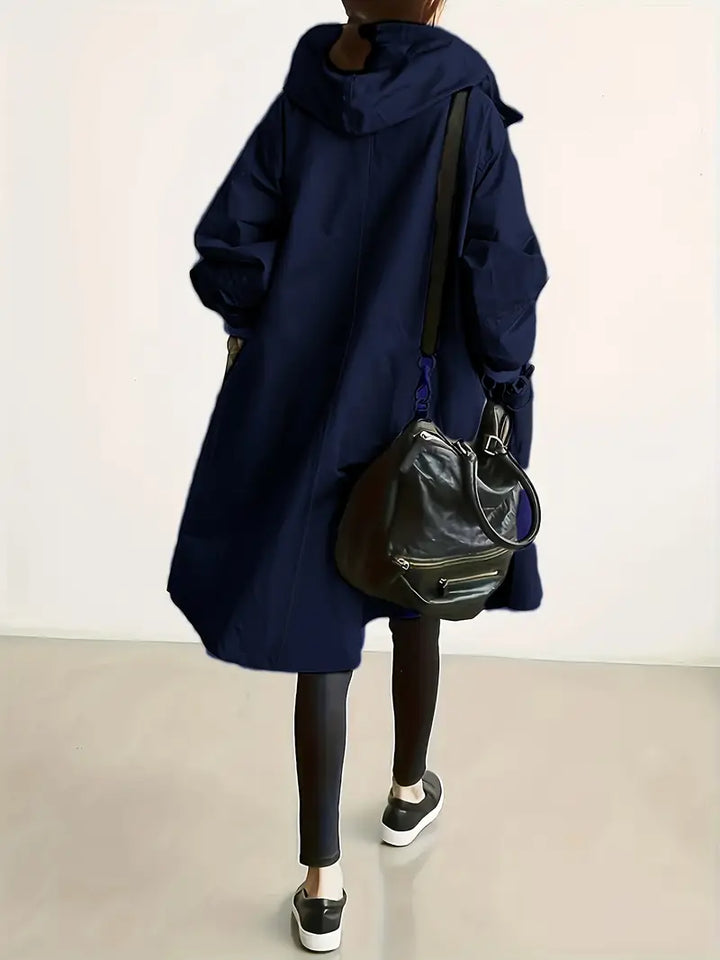 Katharina Oversized Trenchcoat in Marineblau, Rückansicht