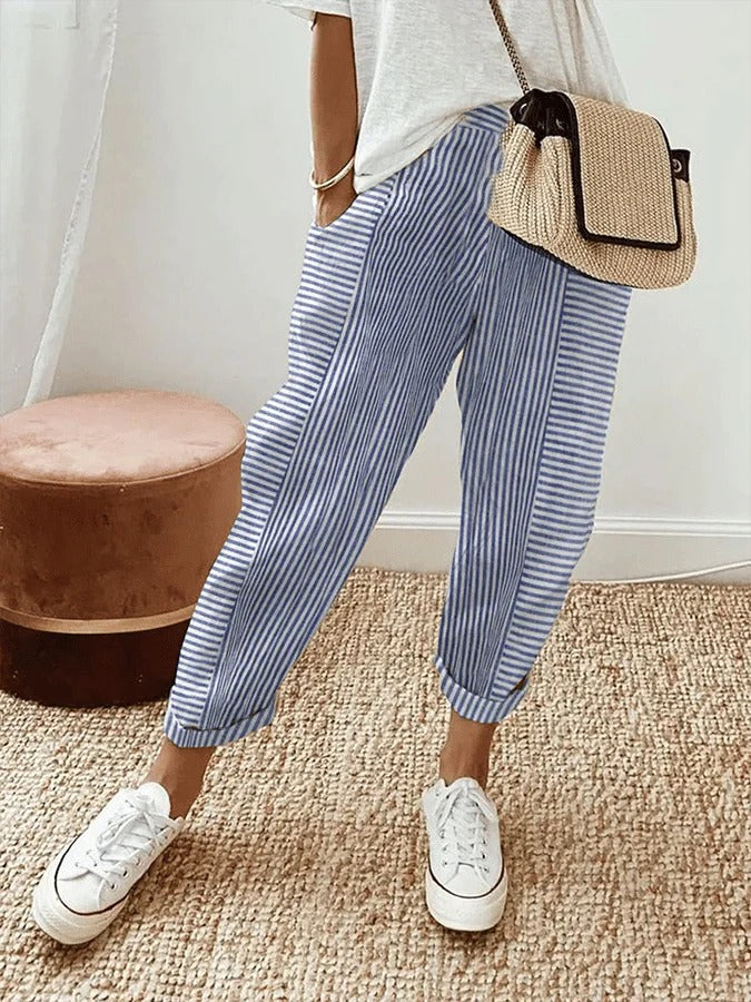 Heidemarie gestreifte Hose in Blau