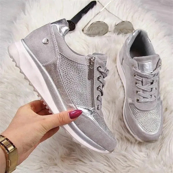 Brunhilde Sneaker in Grau mit Reissverschluss, Detailansicht
