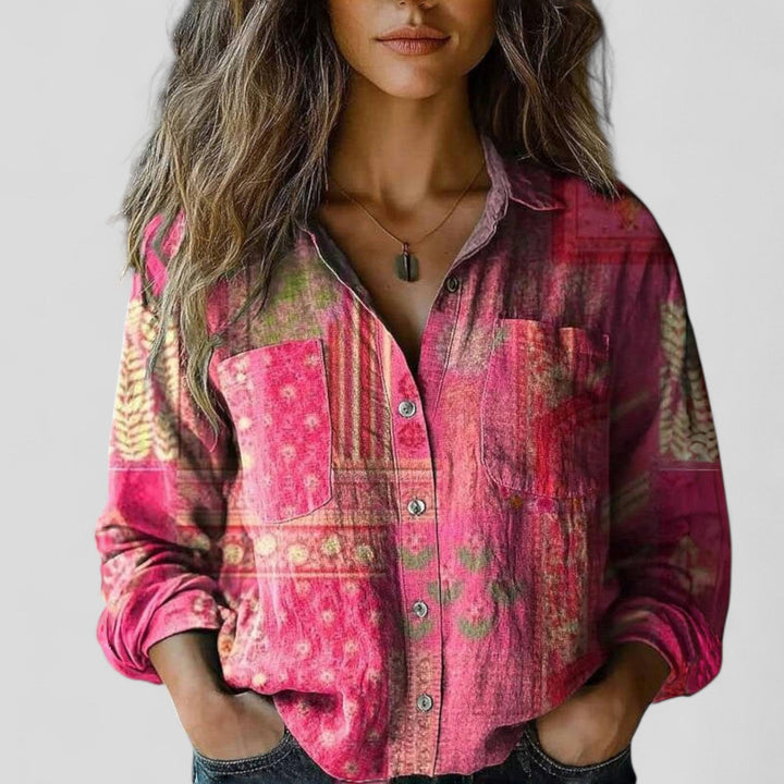 Annette Bluse in Pink mit Musterdruck