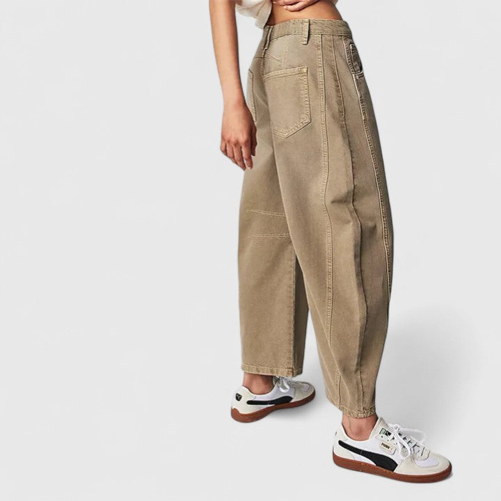 Heidrun Bequeme Weite Hosen in Camel, Rückansicht