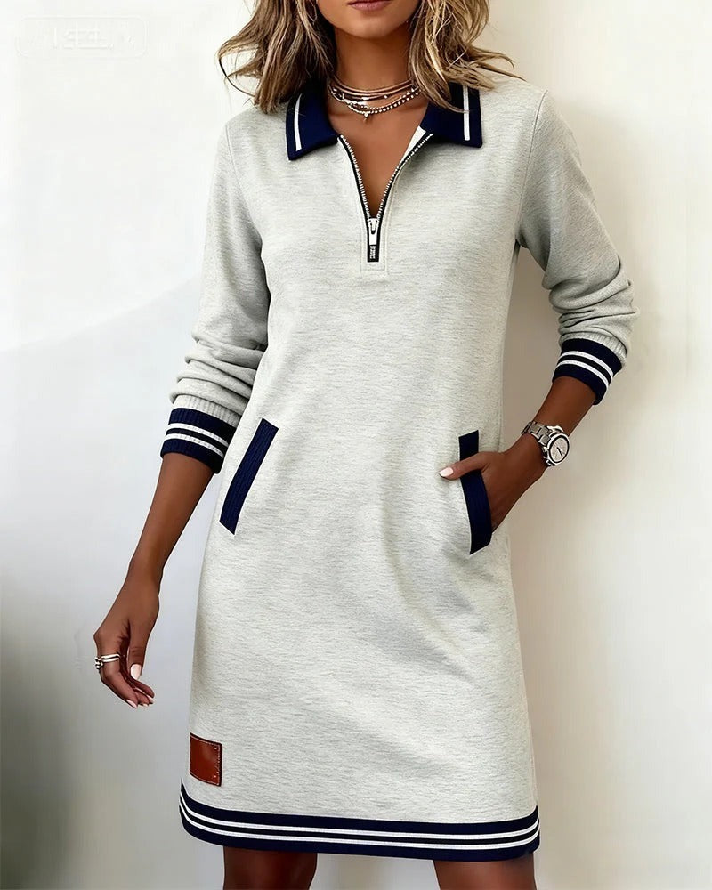 Johanna Sweatshirtkleid in Grau mit Reissverschluss