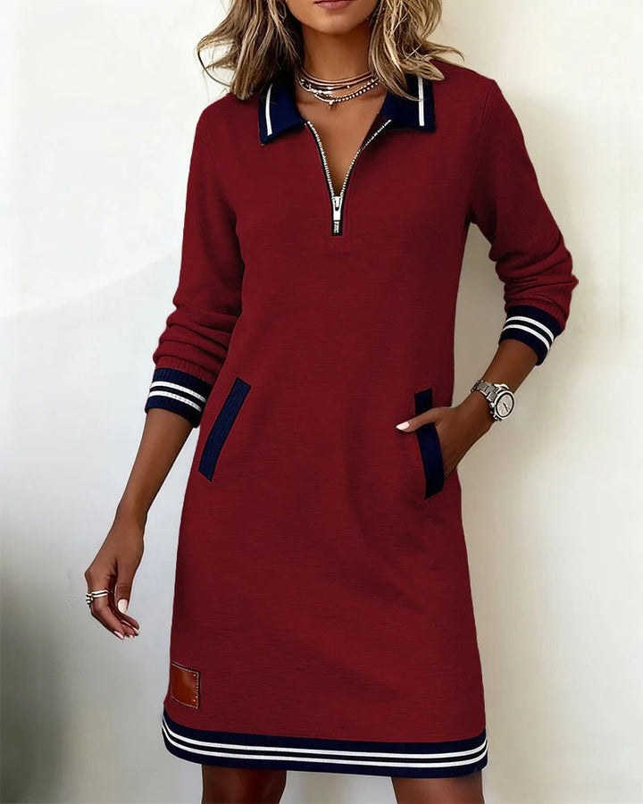 Johanna Sweatshirtkleid in Rot mit Reissverschluss
