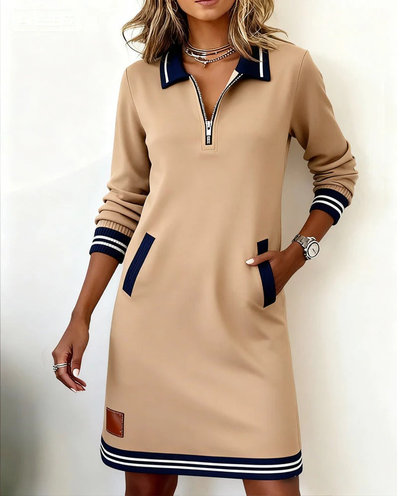 Johanna Sweatshirtkleid in Beige, Vorderansicht