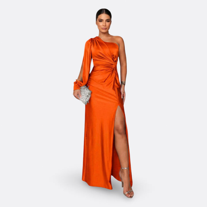 Charlotte – elegantes einärmeliges Kleid in Orange