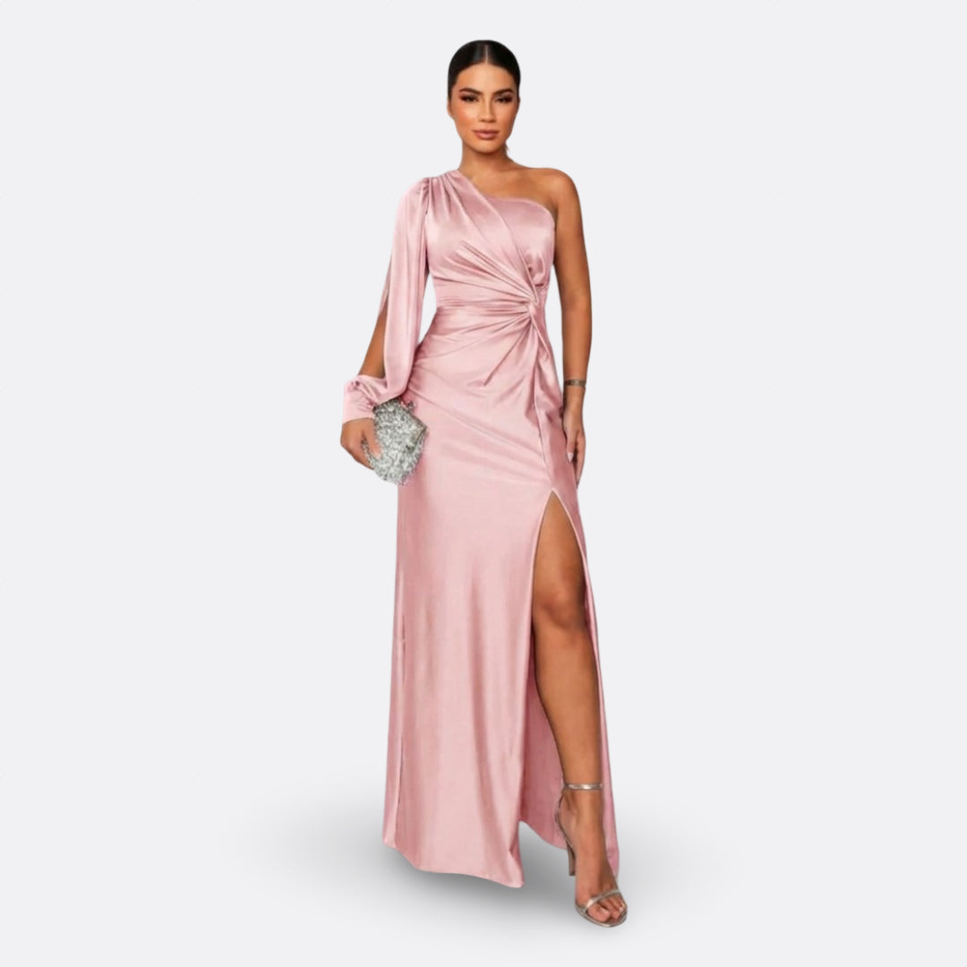 Charlotte – elegantes einärmeliges Kleid in Hellrosa