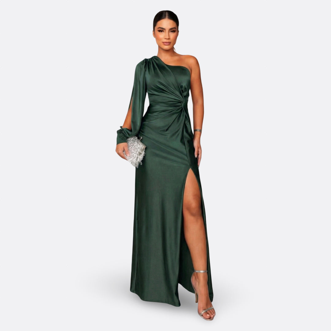 Charlotte – elegantes einärmeliges Kleid in Dunkelgrün