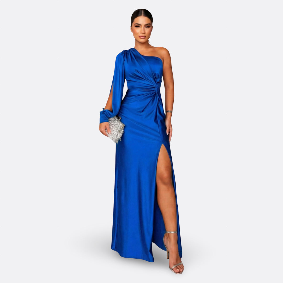 Charlotte – elegantes einärmeliges Kleid in Blau