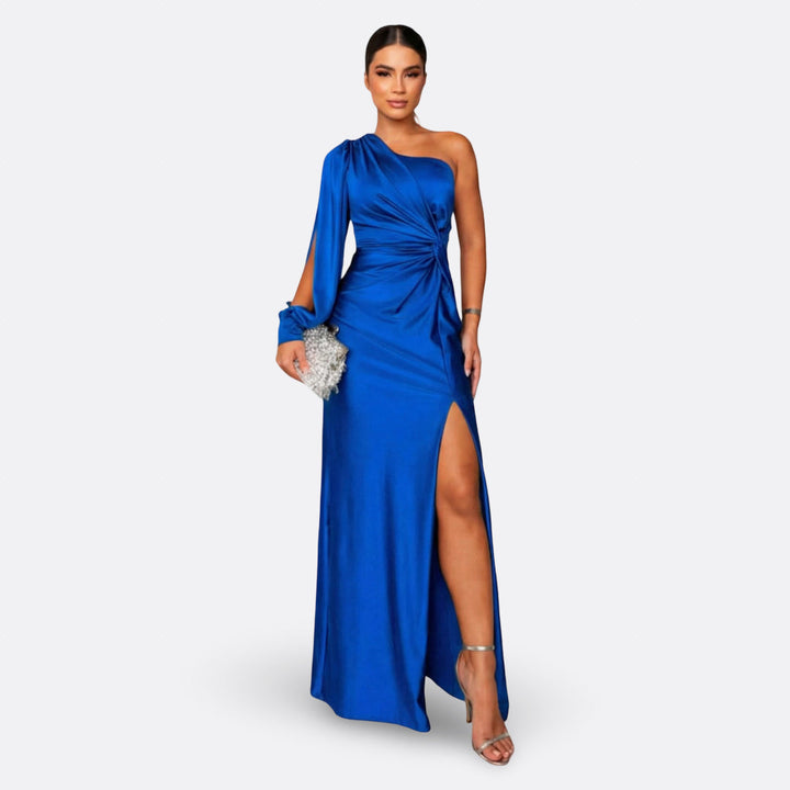 Charlotte – elegantes einärmeliges Kleid in Blau