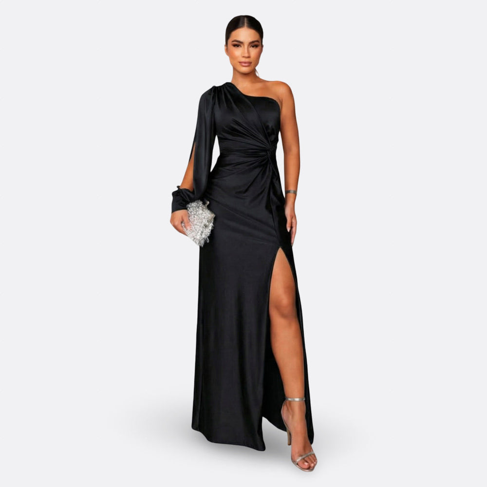 Charlotte – elegantes einärmeliges Kleid in Schwarz