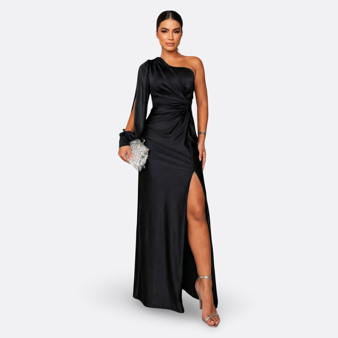 Charlotte – elegantes einärmeliges Kleid in Schwarz