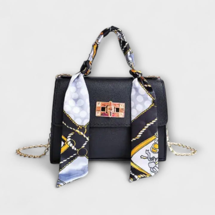Ines Handtasche mit Schal in Schwarz gemustert