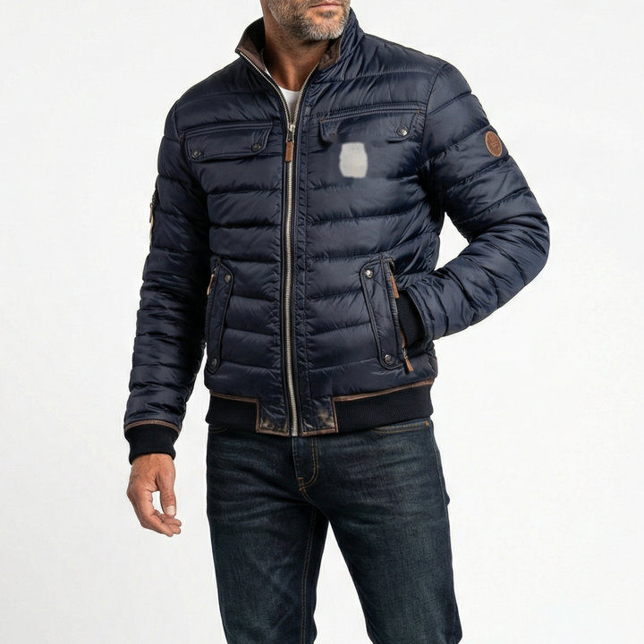 Thomas – Vintage Übergangsjacke in Marine, Vorderansicht getragen