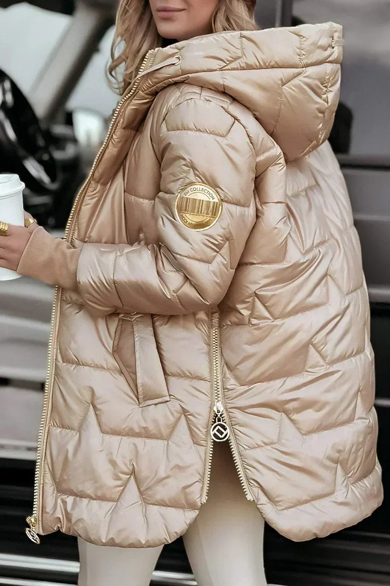 Ursula Winterjacke mit Kapuze in Beige, Seitenansicht