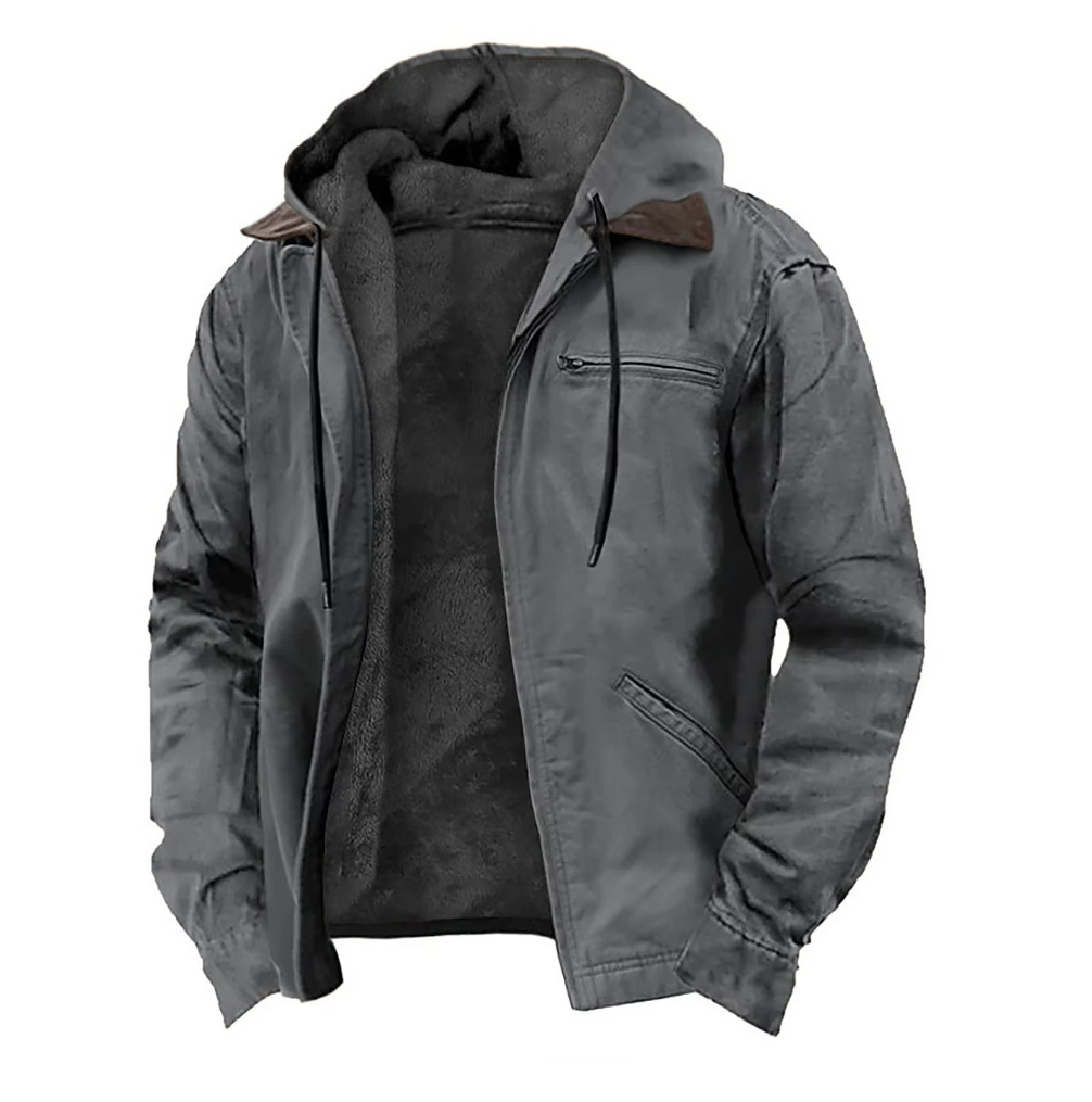 Markus – Kapuzenjacke in Grau mit Fleecefutter