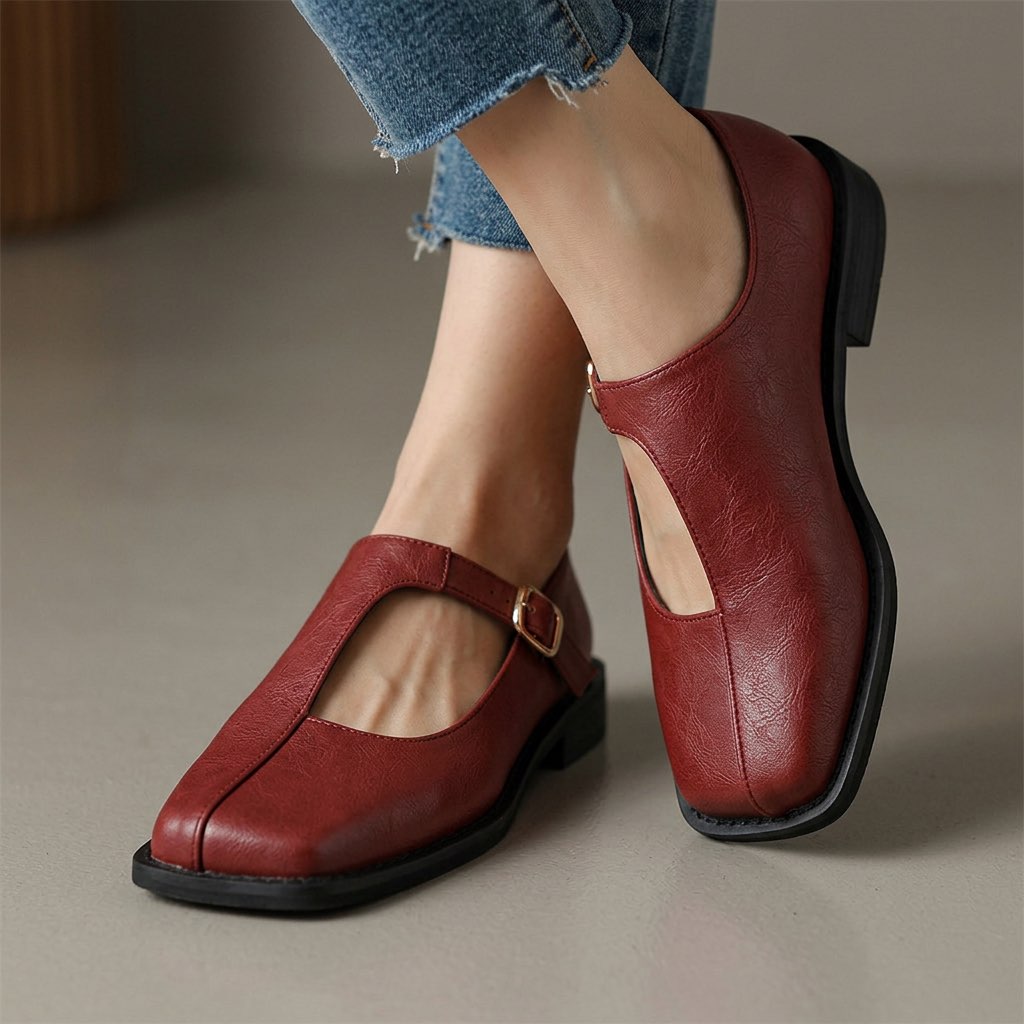 Lotte Ballerinas mit T-Riemen in Rot
