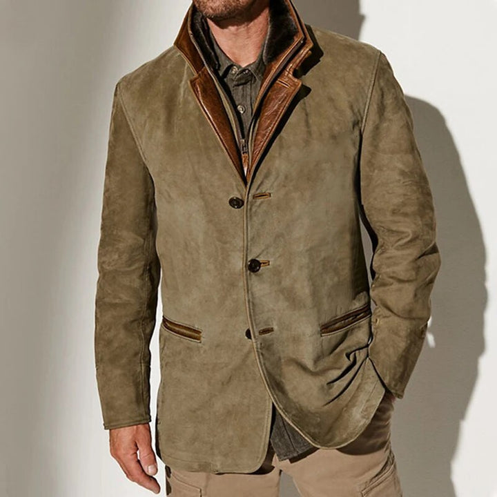 Hans – Elegante Vintage-Jacke in Khaki, Vorderansicht