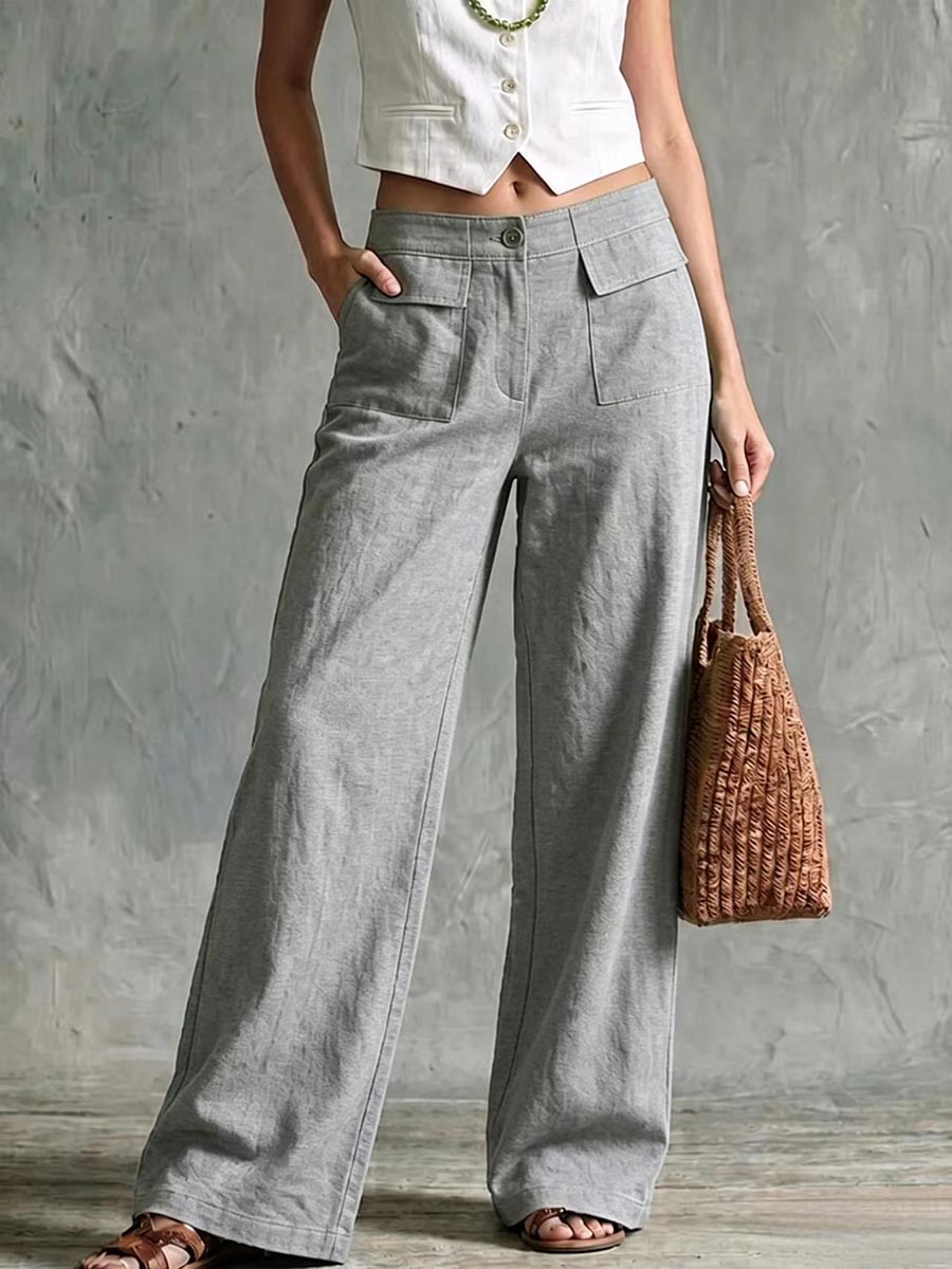 Rita Hose in Grau mit Klappentaschen