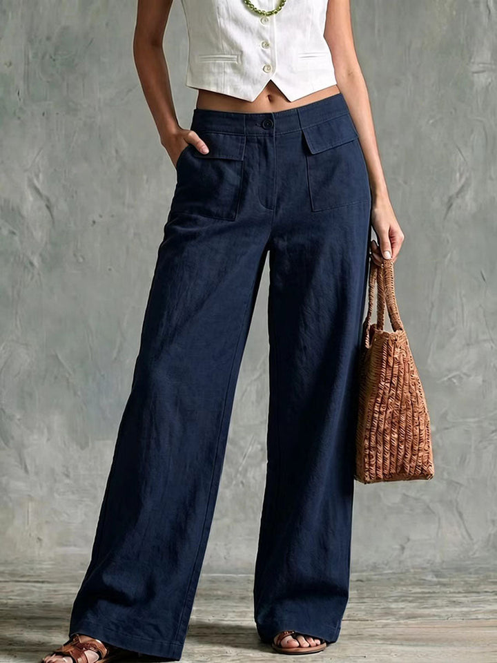 Rita Hose in Marineblau mit Klappentaschen