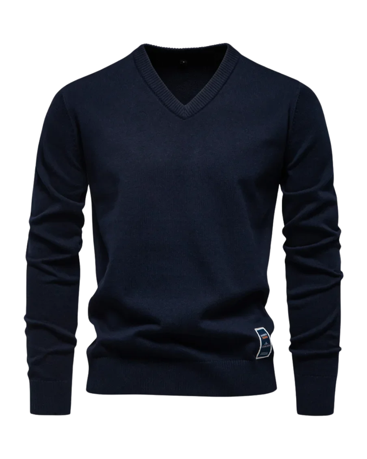 Heinz Strickpullover mit V-Ausschnitt in Marineblau